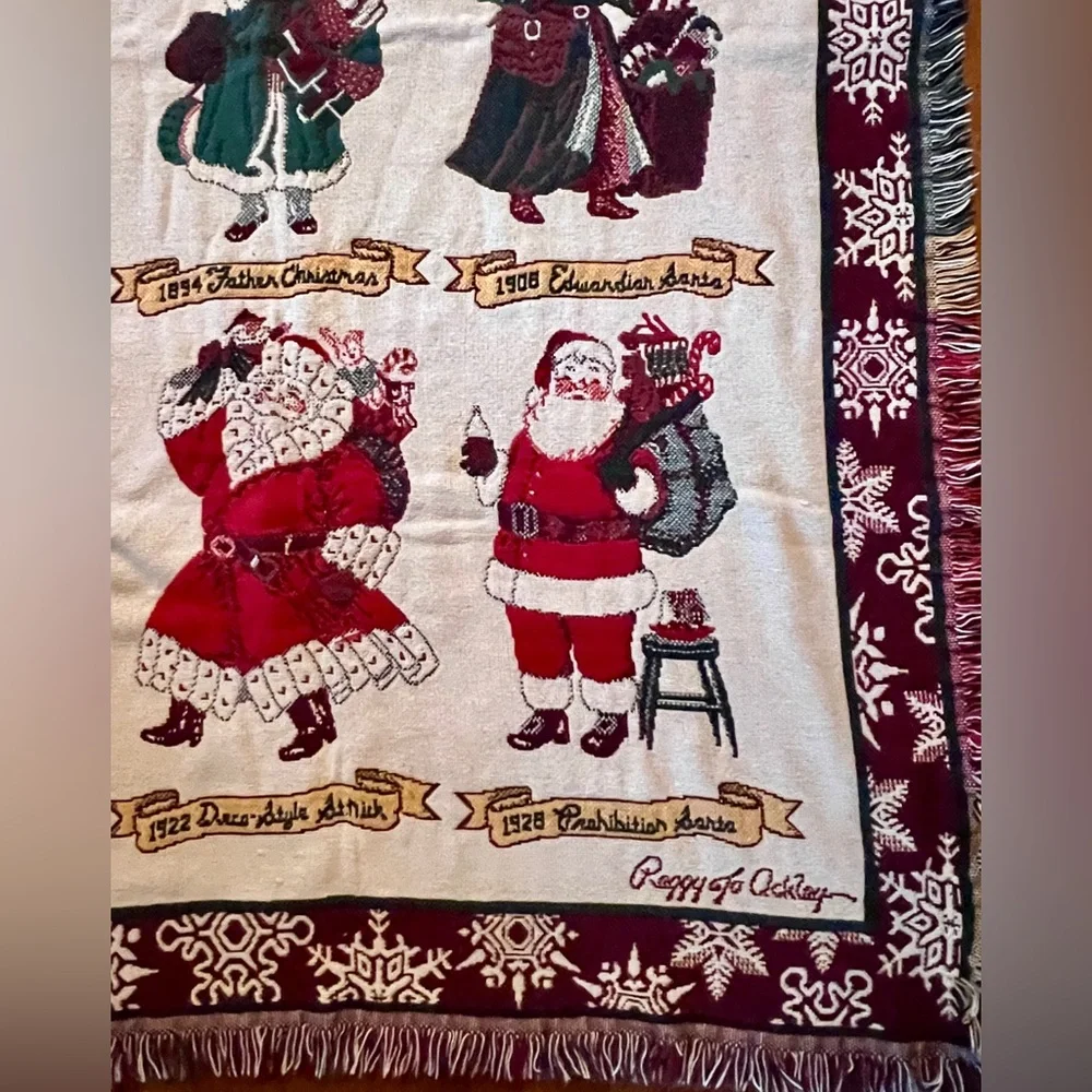 Goodwin Weavers 100% Cotton Santa Through the Ages Holiday Throw Blanket 68x46”